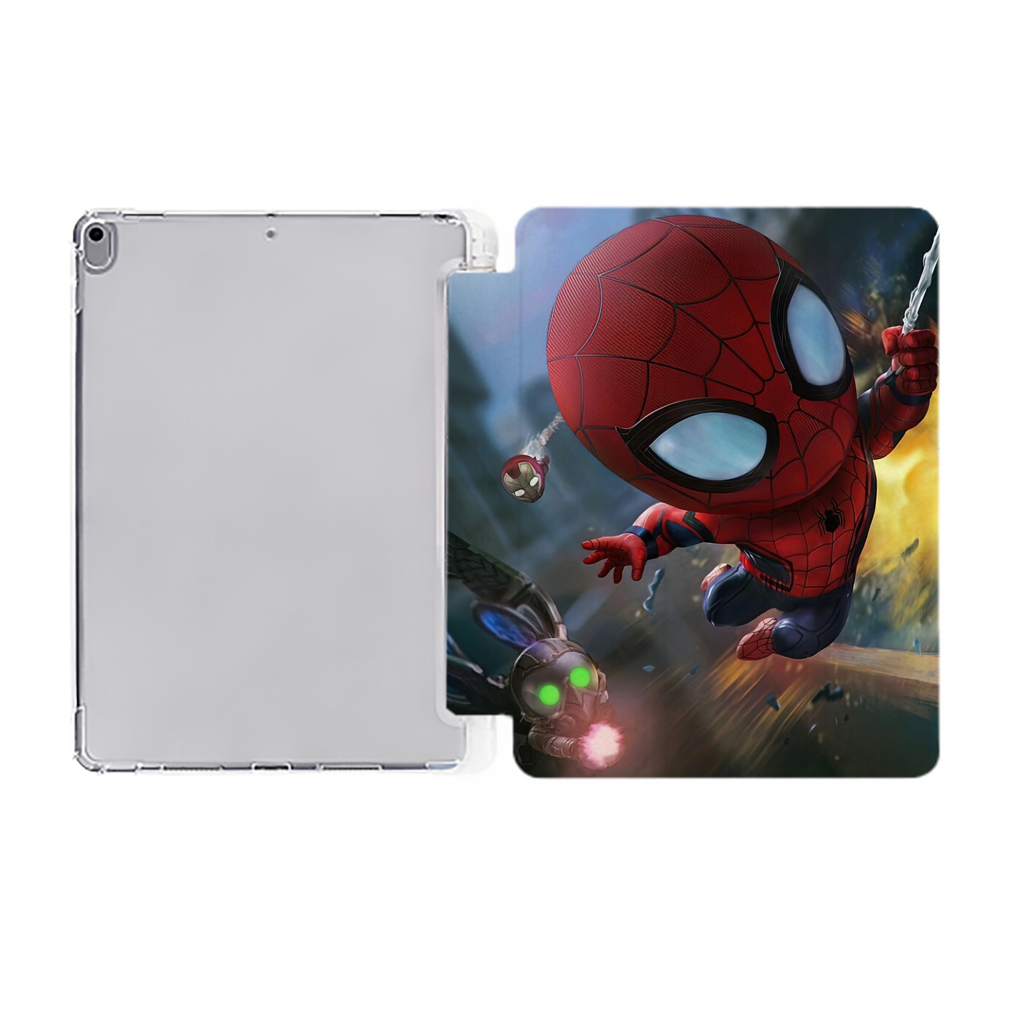 （画像用） Spider Man スパイダーマン IPad ケース ペン収納付き 三つ折りスタンド PUレザー×シリコン 対応機種9.5/10.5/10.9インチ